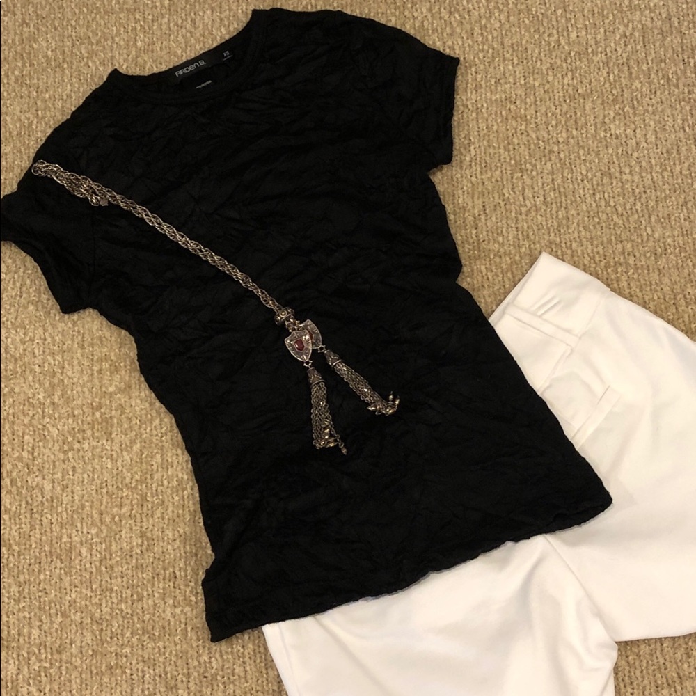 Arden B Black Crinkle Tee